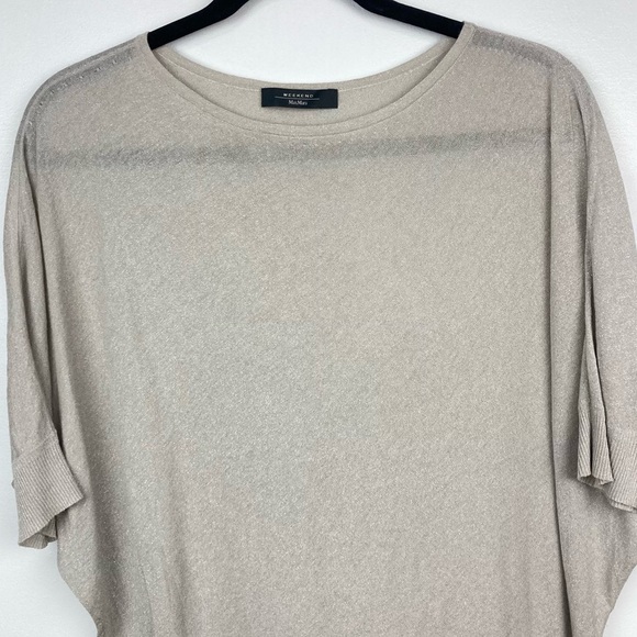 MAX MARA Metallic Dolman Sleeve Asymmetrical Lightweight Sparkly Sweater - Picture 6 of 11